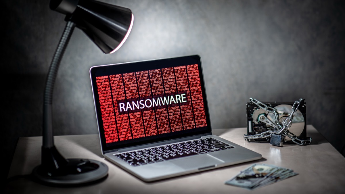 Ransomware cybersecurity circuit board